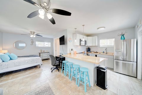 Cottage efficiency with queen bed and queen sleeper sofa and fully stocked kitchen.