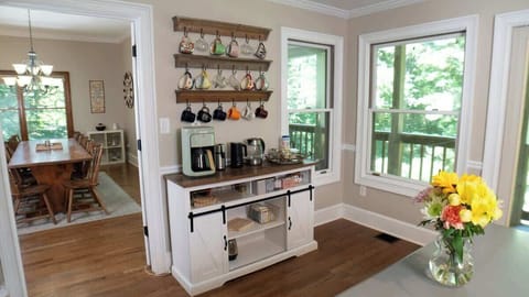 Coffee and Tea bar in Kitchen.