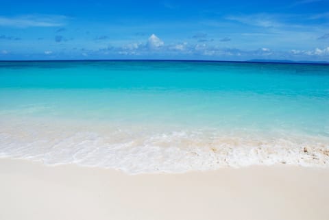 On the beach, white sand