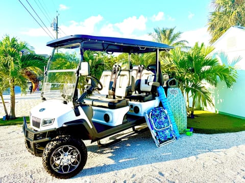 Load up the golf cart and head to the beach — paradise is just minutes away.