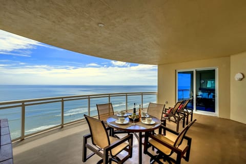 Dining on private oceanfront balcony