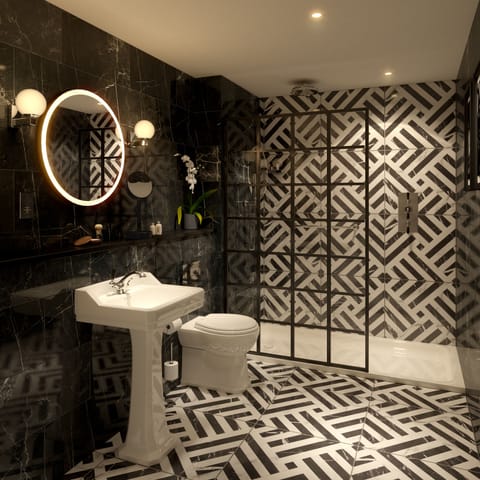 Designer toiletries, hair dryer, bathrobes, slippers