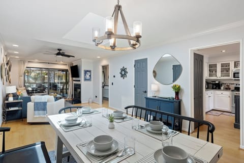 Dining table and living room