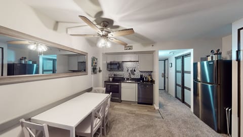 Ceiling Fan, Indoors, Kitchen, Refrigerator, Table