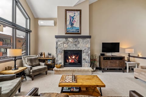 Imagine being curled up, the fire going, watching the snow fall quietly outside.