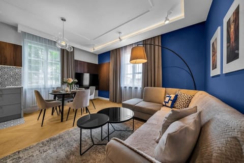 Main Living Area with a Smart TV- Book Now with RENTUJEMY.COM