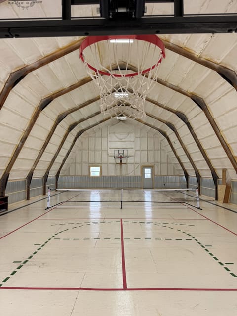 Full court basketball in the gym and a pickleball court