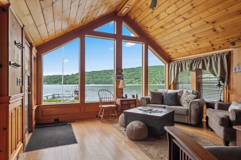 Living room with lake views