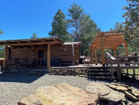 Front of cabin with deck