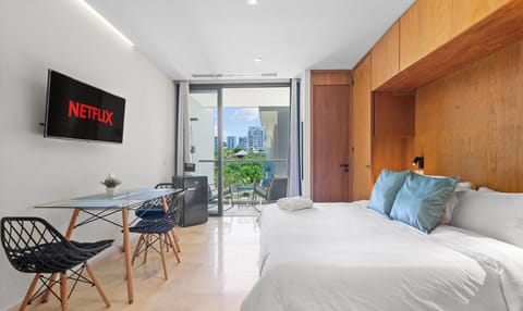 Bedroom with King-sized bed & SmartTV