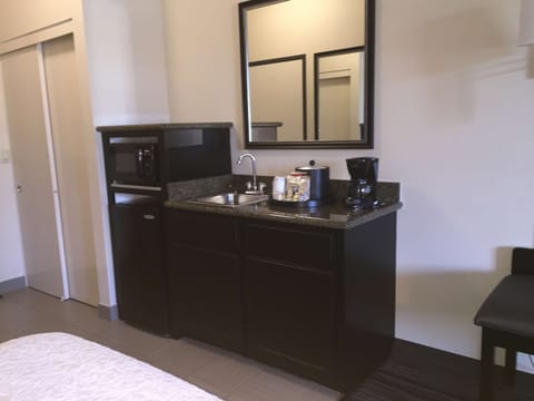 Fridge, microwave, coffee/tea maker