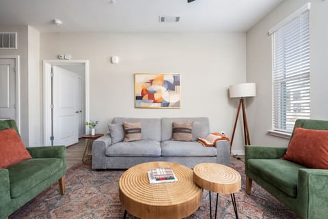 Our living room is where comfort meets calming hues