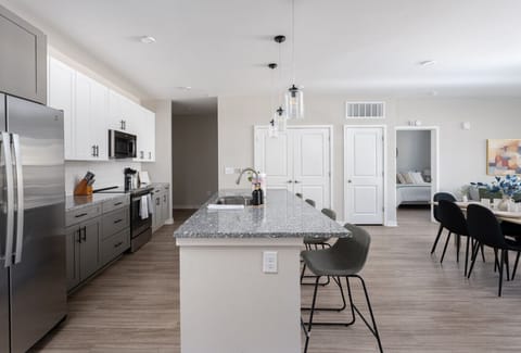 Our open space kitchen with stainless steel applicances!