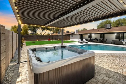 Hot-tub with String Lights and Pool
