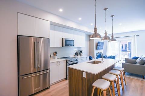Kitchen and living area where you can gather to make plans and recount the day.