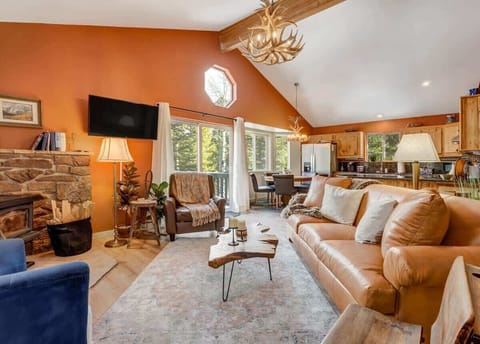 Movie nights just got an upgrade in our spacious living room! Kick back, relax, and enjoy the view on our smart TV. Because in this cozy mountain retreat, your evenings are meant for big screens and even bigger memories.