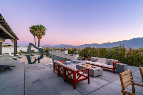 Backyard: pool + spa overlooking mountain views