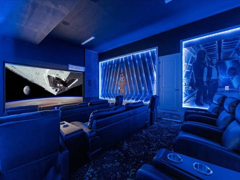 Sit back and relax in your private star ways themed movie room complete with ambient lighting and cinema screen, surround sound.