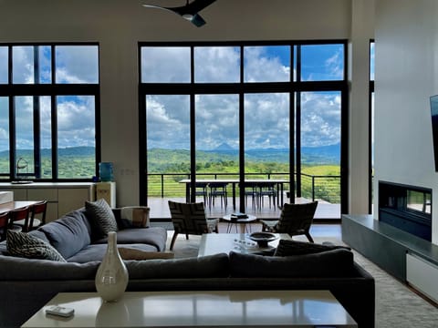 Living room centered on the volcano