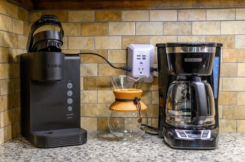 Keurig, drip, pour over and electric kettle provided. Coffee and KCups provided