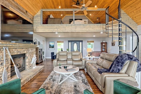 Living room and view of the loft (bedroom 4)