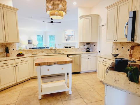 Fully stocked kitchen has everything needed for entertaining