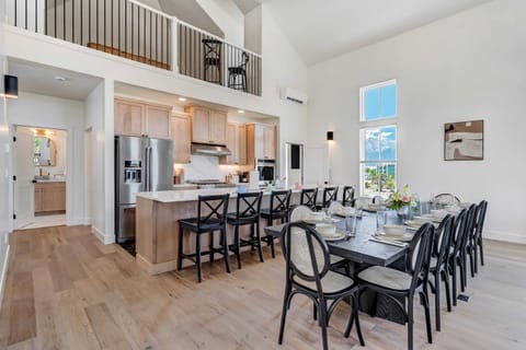 The open-concept living room and kitchen has plenty of seating for all!