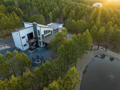 Screaming Eagle sits waterfront on a semi-private pond