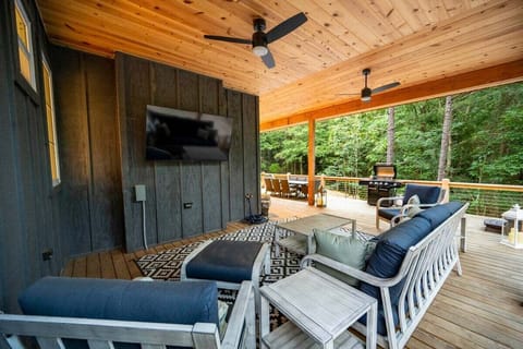 Outdoor entertaining space with Smart TV