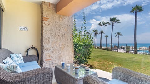 Comfy seating on the patio.