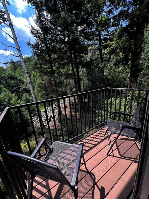 Balcony off living room with the view and sound of Gavilan stream