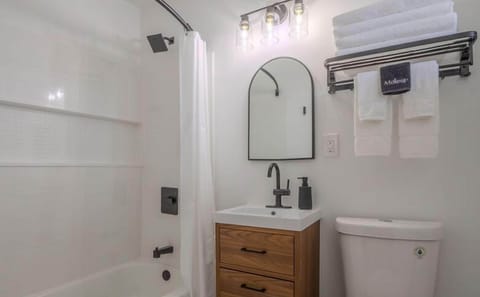 Studio, 1 King Bed with Sofa bed | Bathroom | Combined shower/tub, hair dryer, towels, soap