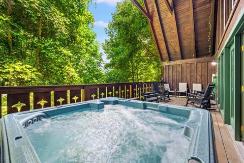 Unwind in our private hot tub. The perfect spot to relax after a day of fun!