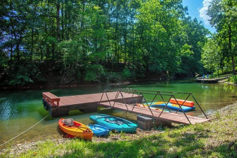 Dock, Kayak, paddle board and floating couch