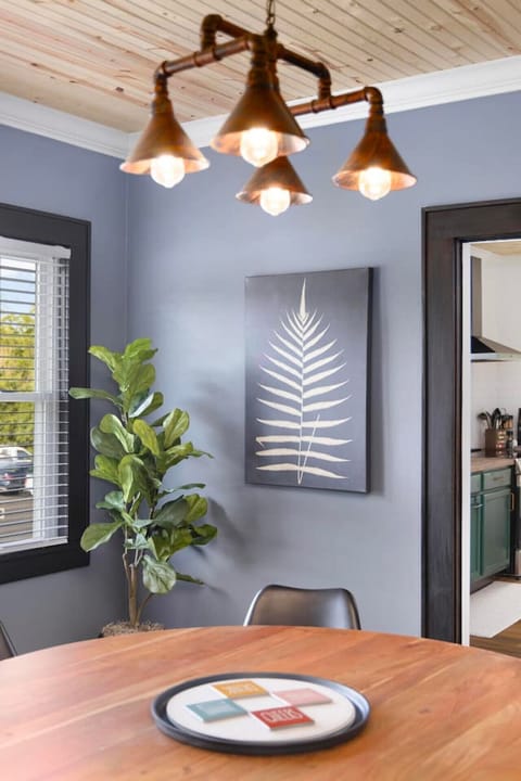 Eye-catching accents bring a unique character to this inviting retreat.