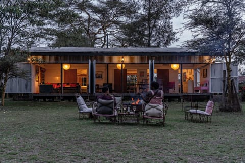 exterior twilight, wine by the outdoor fire