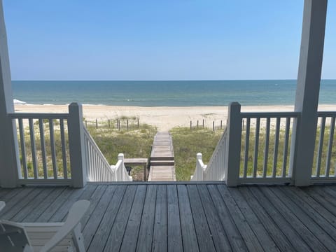 View of the beach from the deck