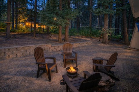 Gather around the private propane fire pit nestled in the back yard.