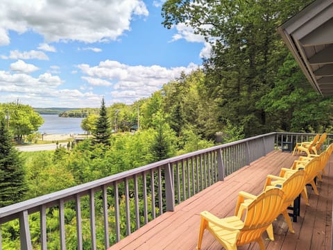 Enjoy views of Lake Sunapee and Dewey Beach from the wraparound deck.