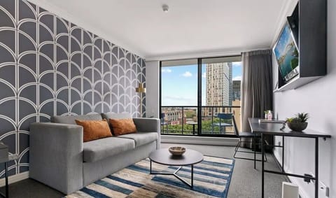 Comfortable sofa and TV