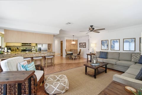 Enjoy ample seating in the TV room with snacks nearby.