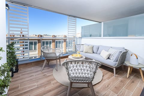 Luxury Apartment, City View | Living area | 5-inch TV with satellite channels