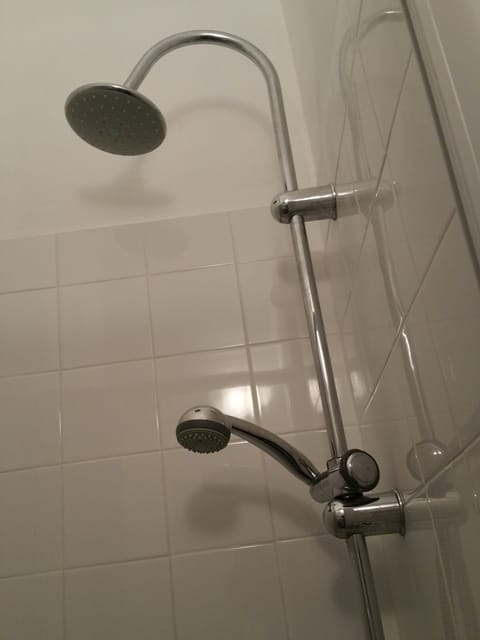 Shower, towels, soap, shampoo