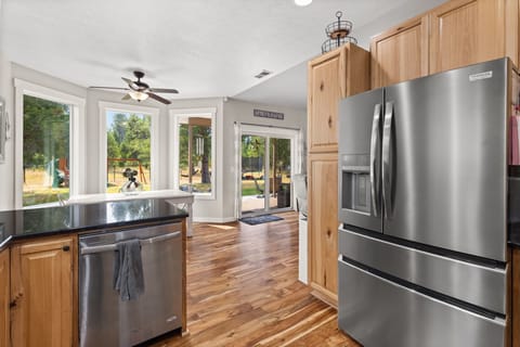 View of the slider door leading to the pack deck and yard.