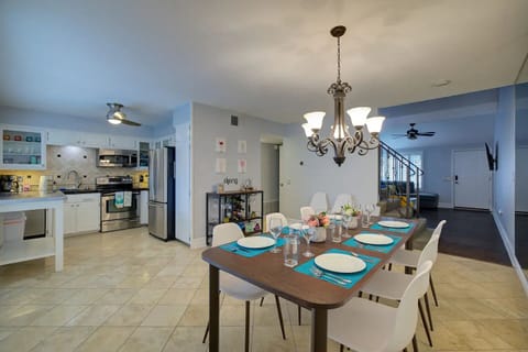 Large dining area.  Table seats 8 people.