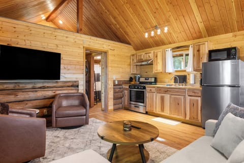 Living room and kitchen. Plenty of seating for guests!