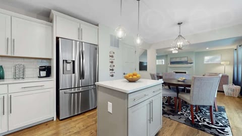 Modern kitchen with stainless steel appliances
