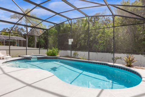 Sparkling Swimming Pool and Spill-Over Hot Tub