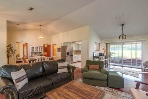 Living room with seating for 8. view from the fireplace.
