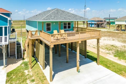 Bright elevated beach house exterior